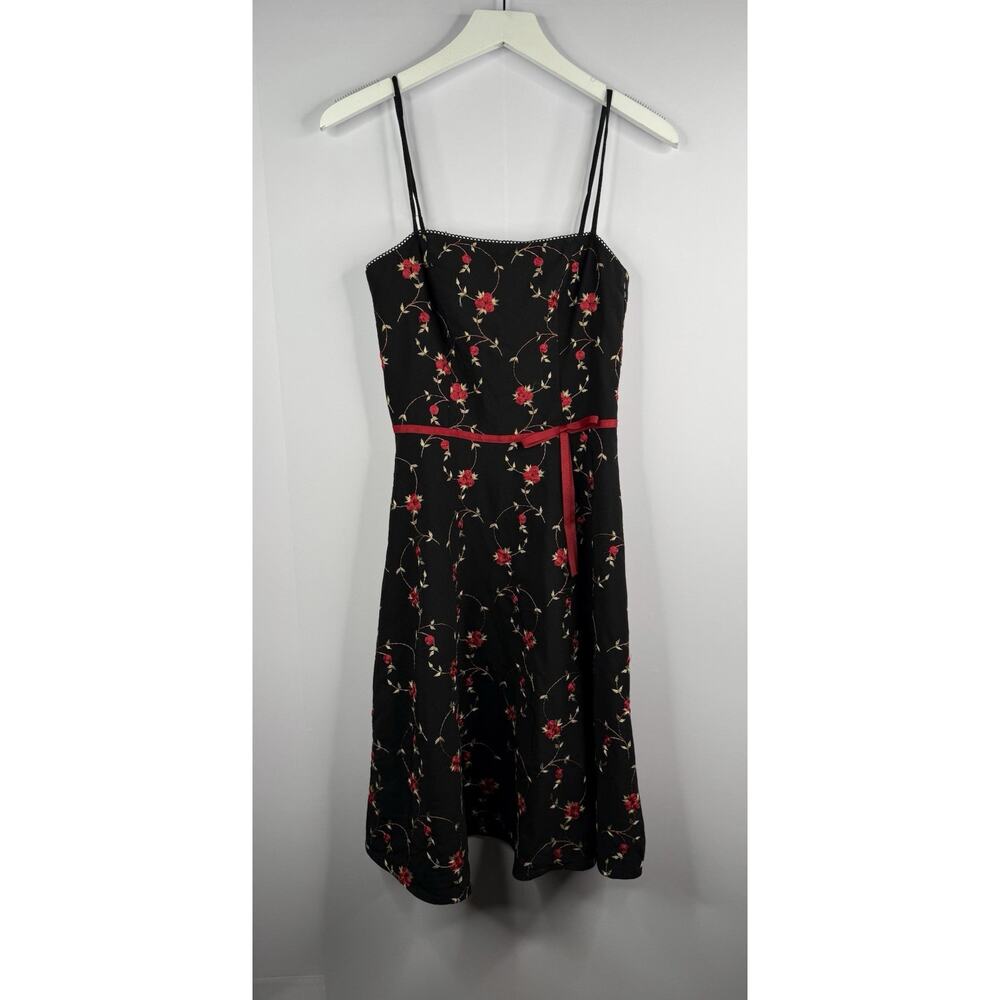 Vtg Rampage 90s Y2K Dress Jrs Sz 3 Black Rosette Whimsigoth‎ Dark Romance Dainty